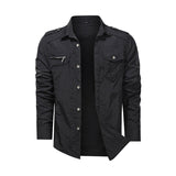 Men's Outwear, Military Thin Long Sleeve Shirt, Quick-dry Solid Casual Tops, Body Fit Guys' Shirts