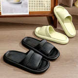 Solid Striped Design Home Slippers, Men Women's Fashion House Shoes, Non-slip Floor Bathroom Slippers for Couple