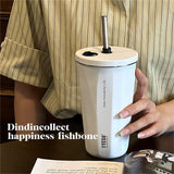 Stainless Steel Coffee Cup, Ice Heater, Insulation Car Cup with Straw