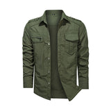 Men's Outwear, Military Thin Long Sleeve Shirt, Quick-dry Solid Casual Tops, Body Fit Guys' Shirts