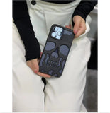 Luxury Plating - 3D Skull Phone Case, Breathable Glossy Hollow Out, Metallic Paint Mobile Cover