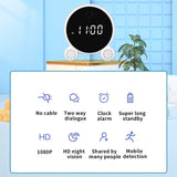 WiFi Alarm Clock Camera, HD 1080P Night Vision Motion Detection, Portable Home Security Surveillance IP Clock