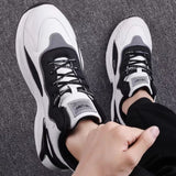 Fashion Black and White Sneakers, Casual Outdoor Lightweight Breathable Sports Shoes for Men