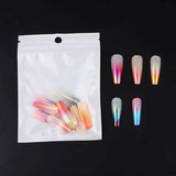 Bagged Long Ballet Nail Dazzling Aurora, Two-tone Gradient Wear, Nail Polish Fake Nail Tips