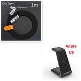 3 in 1 Fast Charging Station Wireless Charger Stand, Wireless Quick Charge Dock Phone Holder