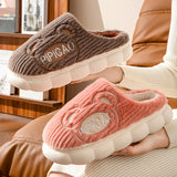 Cute Bear Home Slippers, Warm Thick Bottom Non-slip Couple House Shoes, Winter Floor Bedroom Flip-flops for Women or Men