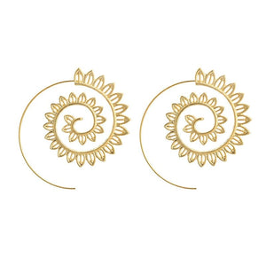 Round Spiral Earrings for Women, Gold Color Big Exaggerated Gear Faux Earrings