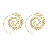 Round Spiral Earrings for Women, Gold Color Big Exaggerated Gear Faux Earrings