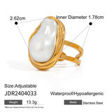 Fashion Jewelry, New Women's Stainless Steel Pearl Necklace, Earrings, Ring