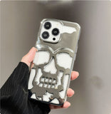 Luxury Plating - 3D Skull Phone Case, Breathable Glossy Hollow Out, Metallic Paint Mobile Cover