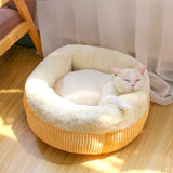 Durable Washable Cat Sofa Bed, Cozy Circular Kennel Calming Pet Basket, Kitten Puppy Crate Nest for Sleeping