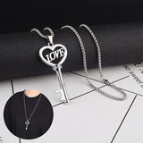 Stainless Steel Necklaces, Sweet Heart Key Pendants Choker Chain, Korean Fashion Jewelry for Women