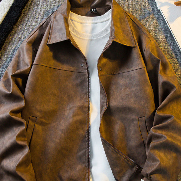 Vintage Short Leather Jacket for Men