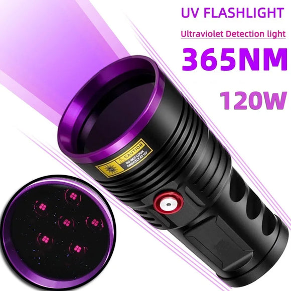 Six-core 365nm, High Power, UV Purple Light, Aluminum Alloy Torch