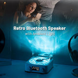 Retro Turntable Speaker Wireless Bluetooth, 5.0 Vinyl Record Player, Stereo Sound with White Noise, RGB Projection Lamp Effect