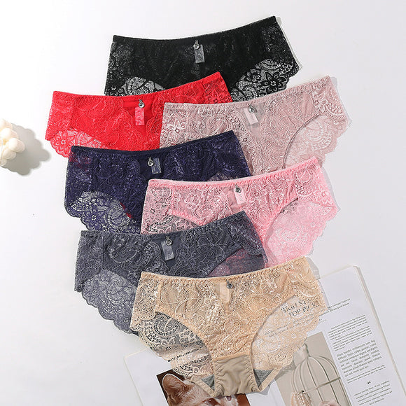 Transparent European and American Women's Fashion, Embroidered Panties (Pack of 2)