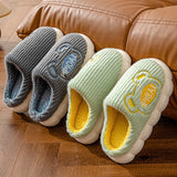 Cute Bear Home Slippers, Warm Thick Bottom Non-slip Couple House Shoes, Winter Floor Bedroom Flip-flops for Women or Men