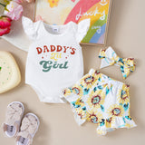 Summer Girls' Letter Printing, Onesie Small Chrysanthemum Printing, Children's Suit