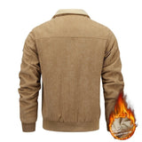 Winter Lapel Fleece Jacket with Pockets, Warm Thicken Cotton Coat Men's Clothing