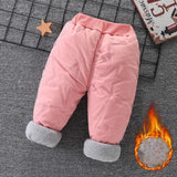 Baby boys girls three layer plus velvet winter thick cotton pants