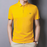 Fashion Casual Solid Color Lapel Half Sleeve Tee for Men