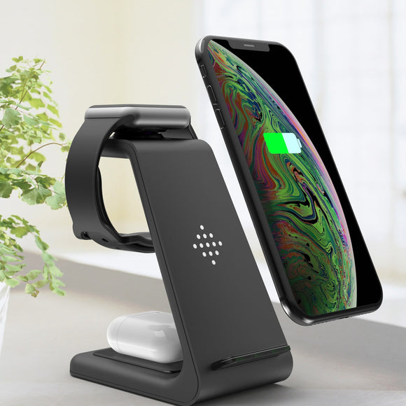 3 in 1 Fast Charging Station Wireless Charger Stand, Wireless Quick Charge Dock Phone Holder