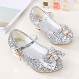 Girls' High Heel, Rhinestone Bow Princess Shoes