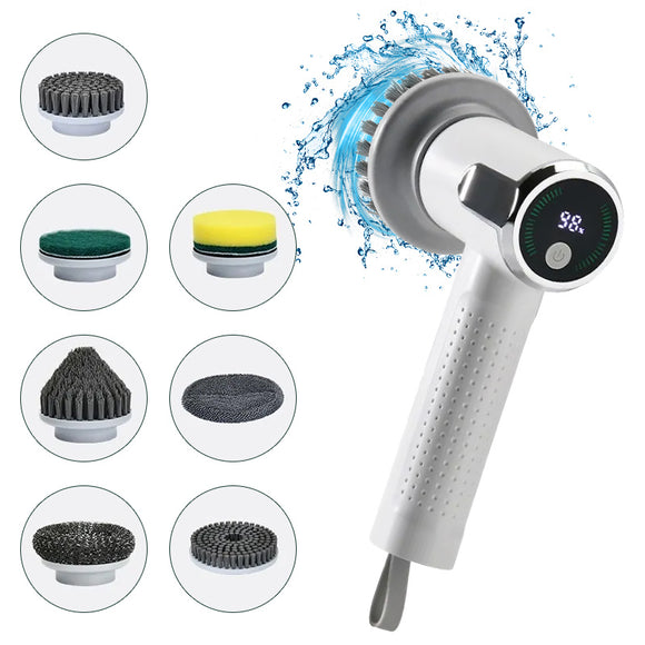 Multifunctional Smart Display Electric Cleaning Brush, Wireless Kitchen Sink Waterproof Electric Pot Brush Cleaning Tool