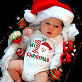 Christmas Newborn Baby White Long Sleeves Jumpsuit