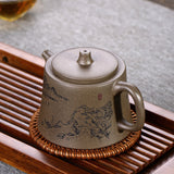 Purple Clay Teapot Engraved with Hand-made Tea-set