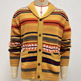 Contrasting Color, Jacquard Knitted Cardigan Coat for Men