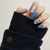 Fashionable Blue and Graffiti Pattern, Wearable Fake Nails