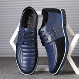 Men's Leather Shoes, Korean Casual First Layer, Animal-hide Round Lace, Youth Shoes, B2