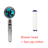 Shower Head Water Saving Flow 360 Degrees Rotating with Small Fan ABS Rain High Pressure Spray Nozzle