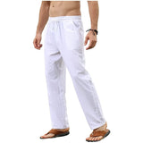 Men's Solid Color Cotton and Linen Trousers, Slim Casual Pants