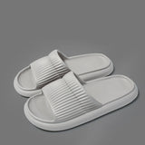 Solid Striped Design Home Slippers, Men Women's Fashion House Shoes, Non-slip Floor Bathroom Slippers for Couple