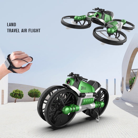 FPV RC Motorcycle, 2 in 1 Foldable Helicopter, 0.3MP Altitude Hold Quadcopter Motorcycle