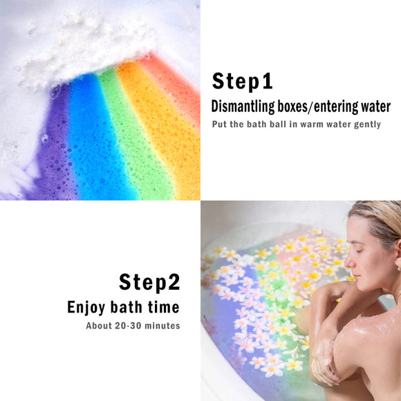 Rainbow Cloud Salt Essential Oil Bathing Ball, Bubble Exfoliating Moisturizing Skin Care Props, Natural Bubble Bath Bombs Ball