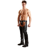 Gothic Gay Fetish Men's Sexy Crotch Pole Dance Pants, Exotic Wetlook Patent Leather Leggings