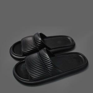 Solid Striped Design Home Slippers, Men Women's Fashion House Shoes, Non-slip Floor Bathroom Slippers for Couple