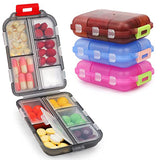 Travel Pill Organizer, 10 Grid Moisture Proof Pills Box for Pockets and Purses, Daily Portable Vitamin Medicine Container