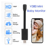 Smart Baby Monitor, V380 1080P Mini IP, Wireless WiFi Security Surveillance, CCTV Loop Recording Camera