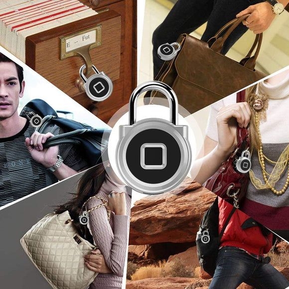Fingerprint Smart Keyless Lock, IP65 Waterproof Anti-theft Security Padlock, Door Luggage Case Pad Locks