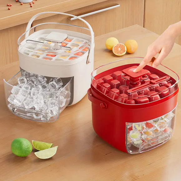 Press-type Convenient Outdoor Portable Ice Tray, Large Capacity Ice Bucket, Extra-large Food Grade Plastic Storage Tray, Kitchen Essentials