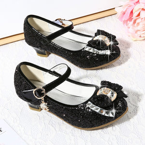 Girls' High Heel, Rhinestone Bow Princess Shoes