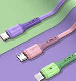 3 in 1 Liquid Silicone 5A Super Fast Charge Cable, Micro USB Type C Cable Charging Wire