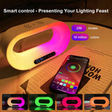 Multi-function 3-In-1 LED Night Light, App Control RGB Atmosphere Desk Lamp, Smart Wireless Charger Alarm Clock