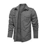 Men's Outwear, Military Thin Long Sleeve Shirt, Quick-dry Solid Casual Tops, Body Fit Guys' Shirts