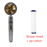 Shower Head Water Saving Flow 360 Degrees Rotating with Small Fan ABS Rain High Pressure Spray Nozzle