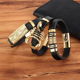 Scorpion Leather Woven Bracelet for Men